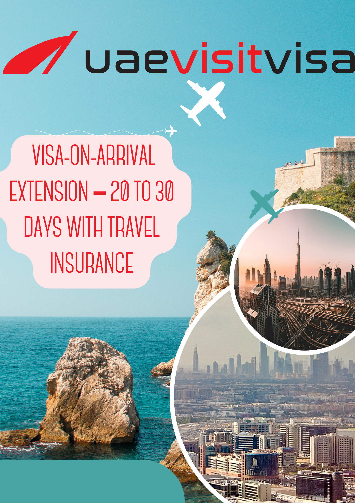 UAE Visa-on-Arrival Extension – 20 to 30 Days with Travel Insurance